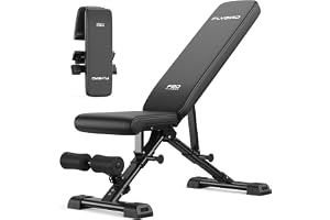 FLYBIRD justerbar professionell viktbänk, snabbjusteringssystem, hopfällbar och lätt att förvara, förlängd ryggstöd för plan bänkträning, 80% förmonterad