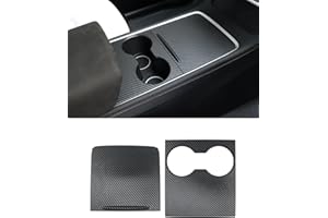 LALAIJDOU Coperchio della console centrale, pannello di copertura della console in fibra di carbonio Decorazione interna compatibile con Tesla model 3 2017-23 / y 2019-2025 (Modello in fibra di carbonio opaco)