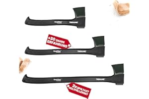 TREKLINE Spaltaxt, Spalthammer [ ErgoFiber™ - Glasfaserverstärkter Griff ] MilitaryCast, Inklusive Klingen-/Transportschutz, Antihaftbeschichtet, Hochwertige Stahl-Klinge [3er Set ]