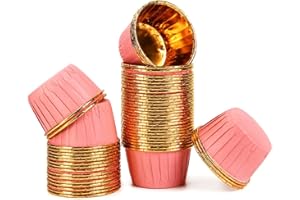 Spesh Lot de 50 Moule Muffins Papier Caissettes Cupcake Moule à Cupcake Mini Moules Muffin Jetable pour Cupcake,Muffin,Bronnie(or rose)