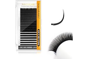 NAGARAKU Ellipse Plat Cils Double Pointe Boucle Stable Professionnel Naturels Extension de Cils à Cils Individuels Divisées Pointe Fendue Flat Split Tips Volume Lash Noir Mat 16 Rows (0.20 D 8-15mm)