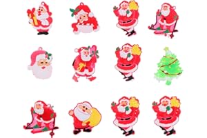 Uonlytech Leuchtende Weihnachtsbroschen 12 Stück Kunststoff Anstecknadeln Mit Verschiedenen Weihnachtsmann Und Wintermotiven Für Weihnachtsfeier Und Festliche Dekoration