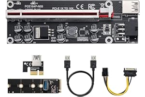 MZHOU PCIE1X bis 16X Riser Karte für Aleo 3.0 Bitcoin GPU Mining Powered Riser Adapter + M.2 auf PCI-E X16 NGFF - Adapterkart