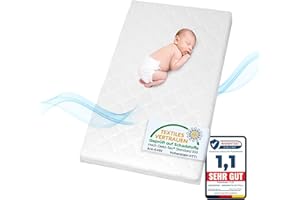 Arensberger Kindermatratze Stella, 70 x 140cm mit trittfester Kante, Abnehmbarer Bezug, Kaltschaum & Komfortschaum, wendbar, Reißverschluss, H1