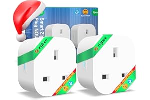 NOUS ZigBee Smart Plug 13A UK(ZigBee Hub Required) with Energy Monitoring, Voice Control, Timer & Schedule, Compatible with Alexa, Google Home, Home Assistant, Compact Design, 2 Pack