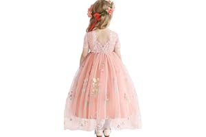 Amissz BlumenmäDchenkleider Spitze Hinten Kleid Und Blumenstickerei Geburtstag Tutu-TüLl-Kleider Festliches Kleid MäDchen Abendkleid Cocktailkleid Festzug Ballkleid 2-8 Jahr