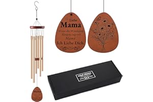 ‎JBNIUAY Muttertagsgeschenk Geschenk für Mama Windspiele aus Roségold für Draußen Hängend 6 Rohre Windspiel Metall Klangspiel Garten Glockenspiel Hängend Wind Chimes für Garten/Draußen Mama Geschenk