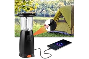Lampe de Camping LED Solaire,AZ GOGO Lampe Camping Solaire, Lanterne Led Rechargeable, Lampe Led Portable avec 3 Modes D'éclairage, Lampe Dynamo Manivelle pour Camping,Lecture,Pêche,Randonnée,Secours