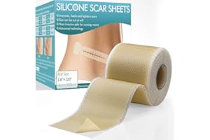 EVEELLYN Silikonpflaster für Narben (1,6 "x 120" Rolle - 3,0 m), Easy-Tear Silikon-Narbenblätter, Narbensalbe für Narben, die durch Kaiserschnitt, Operationen, Verbrennungen, Keloid usw. verursacht wurden
