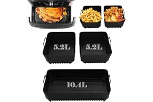 Baketron Silicone Moule Air Fryer pour Ninja Foodi Flex 10.4 L AF500EU,Silicone Accessoires Air Fryer pour Friteuse,AF500EU Accessoires 1×10.4L+2×5.2L