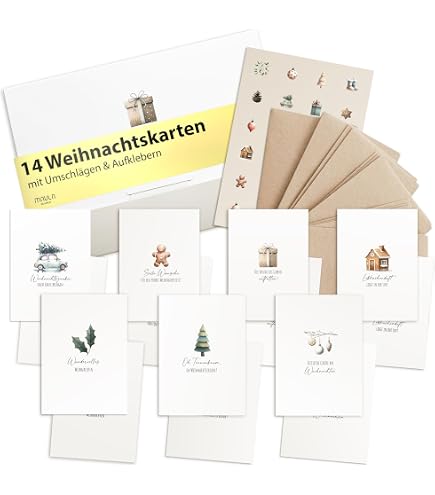 Weihnachtskarten-Set 'Nordic Edition' – 8 Premium Klappkarten B6 Mit Umschlägen, Blanko-Innenseite, Made In Germany