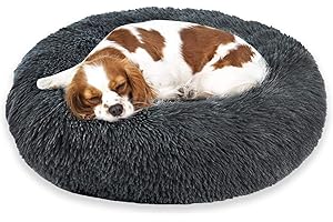 Lohofrnny Hundebett Grosse Hunde, 70cm Katzenbett Waschbar Flauschiges Hundebett, Donut Hundebett Weiches Plüsch Rundes Hundesofa für Kleine, Mittelgroße und Große Hunde, Katzen (70 cm, Dunkelgrau)