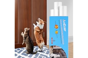 AnExer 3-Rollos Protector Anti-Arañazos de Puertas, 35x100cm Protector de Muebles Gatos Resistente, Protector Anti-Garras de Perros&Gatos,Disuasorio Espesar PVC Autoadhesivo Pegatina para Puerta/Pared