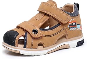 Apakowa Kinder Sandalen Langlebige Kinder Sommer Schuhe Jungen Einstellbare Geschlossene Zehe Shandal mit Bogen Unterstützung