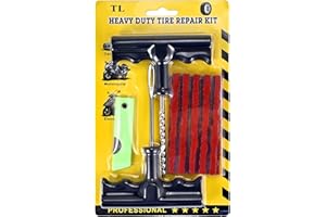 Faburo Kit Riparazione Pneumatici Auto, Moto, Professionali Kit Ripara Gomme Auto, 2 Strumento a T e Cutter, Strisce Riparazione Pneumatici, Per Moto, Camion, Jeep, ATV, Auto, ecc.