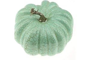 Gresorth 7.9 inch Cracked Silver Line Series Fake Halloween Pumpkins Artificial Cushaw for Autumn Fall Party Christmas Decoration - Light Green