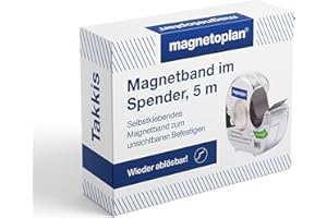 ‎MAGNETOPLAN magnetoplan Takkis Magnetband, selbstklebend | im Handabroller | BxL 19mmx5m | Magnetklebeband für Moderation und Präsentation | Magnetstreifen für Büro, Schule und Zuhause