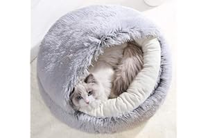 Xpnit Panier pour Chat Moelleux Anti Stress Chat Extra Doux Lit pour Chat Apaisant Panier de Chien Canapé XL Confortable Lavable Maison pour Chat Coussin Chat,Antidérapant (40cm,Gris)