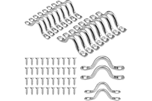 Prmape 20 Piezas Bucles Cubierta Kayak, Correa de Ojos de Acero Inoxidable 304, Correas de Ojo de Almohadilla Kayak, Pad Eye Plate con 40 Tornillos para Aparejo de Canoa Kayak(4MM/5MM)