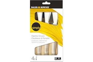 DALER ROWNEY Daler-Rowney Simply Metal Palette Knives Set, 4 Pieces, Acrylic, Mixed Media, Oil Painting, Art Tools, for Entry-Level Artists & Hobbyists