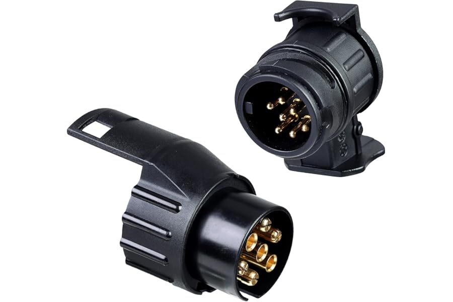BEIJISTAR 7 to 13 Pin and 13 to 7 Pin Towing Adaptor, Trailer Plug Adapter, 12V Waterproof Electric Adapter Plug Converter, for Caravan RV Boat Cars Truck Trailer