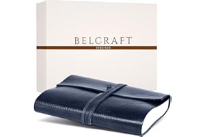 BELCRAFT Tivoli A5 Journal Intime/Carnet de Notes en cuir recyclé de fabrication artisanale Italienne, Journal de Voyage, Notebook A5, Cadeau Spécial (15x21 cm) Bleu