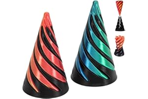 JYNARIX 2 PCS 3d Printed Fidget toy,Pyramid fidget Toy for Relief of Stress & Anxiety Desktop Mini Vortex Cones Sculpture 3D Printed Impossible Cone, 3D Printed Pass Through Fidgets Toy