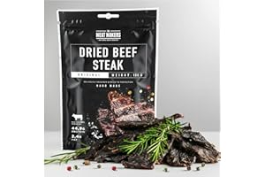 The Meat Makers Original Dried Beef Jerky Steak 100g | séché de bœuf séché original – Steak séché de bœuf séché pour les personnes collation à la viande