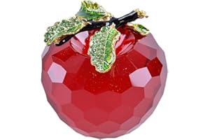 Longwin Presse-papier en cristal, en forme de pomme, décoration en fabrication de verre artisanale, Verre, Red, 80mm Diameter