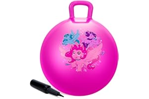 INPODAK Space Hopper, Balle Sauteuse de 45cm, Balles Rebondissante pour Enfants de 3 à 8 Ans, Balle Sauteuse avec poignée, Jouet Sauteur pour Enfants de 3,4,5,6,7 et 8 Ans(Cheval Rose)