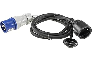 CEE Kabel Adapter 1,5M Stecker auf Schutzkontakt-Kupplung IP44 spritzwassergeschützt I H07RN-F 3G2,5 I 230V / 16A 3-polig für Camping, Caravan Wohnwagen