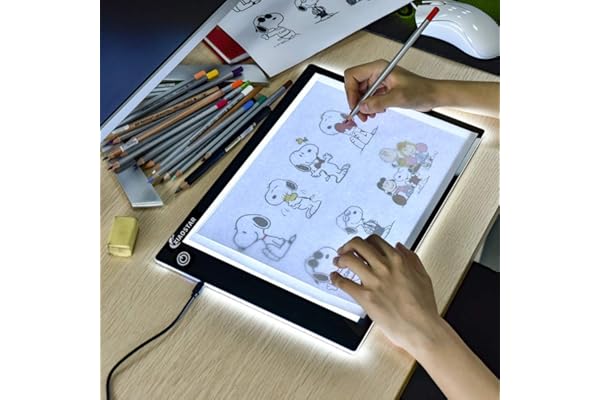 Tableau de Copie à LED A4 Super Mince Pour Tableau de Dessin avec Câble USB avec Luminosité Réglable Pour Artistes,Animationdessin, Esquisse,Animation,Visualisation Aux Rayons X A4 (LB-A4)