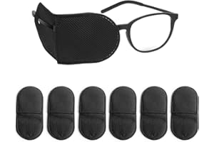 NAZEAUF Eye Patches for Glasses - 6pcs Non-Woven Fabric Large Size Eye Patch,Eyepatch for Glasses Treat Lazy Eye Amblyopia Strabismus for Left & Right Eyes,Professional Medical Eye Patches (black)