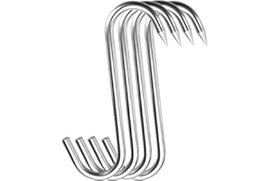 Grizef Lot de 4 crochets en S en acier inoxydable robuste - 250 mm x 10 mm - Pour boucher, agriculteur, chasseur - 10 mm