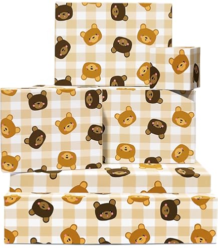 Vintage Baby Shower Gift Wrap Wrapping Paper 2 NOS Packages Teddy Bears Umbrella - View #6