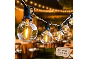 ZEYXINH Catena Luminosa Esterno,15M/50FT Luci da Esterno Giardino con 25+2 G40 Lampadine, IP45 Impermeabile LED Lucine da Esterno Interno Decorative per Giardino Balcone Terrazzo Matrimonio Partito