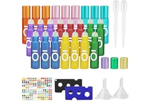 FERRY PIER 10ml Bouteilles d'huiles essentielles, Roll on Vide, Flacon Roll on en Verre, pour Rechargeable, Aromathérapie, Parfum, Massage, Voyage Flacon avec Bille en Acier Inoxydable