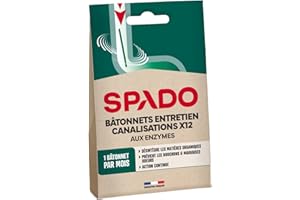Spado - Bâtonnets entretien canalisation X12 - Entretien canalisations et désodorisant - Compatible fosses septiques - Formule naturelle - Toutes canalisations - Fabrication française