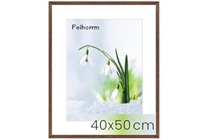 Feihorrm Bilderrahmen, 40x50 cm Fotorahmen aus Eiche, Für 40x50 cm-Fotos ohne Passepartout oder 29x39 cm-Fotos mit Passepartout, Fotorahmen aus Massivholz (Dunkel Braun, 40x50 cm/ 1x)