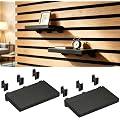 Lot de 2 Noir Étagère pour Panneaux Acoustiques Sans Perçage, Accessoires Panneaux Acoustiques, Étagère Flottante pour Salon, Plantes et Déco, Chambre à Coucher, Bureau (15 X 8,5 Cm)