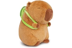Poptrend Capybara Plush Toy, Cartoon Stuffed Animal With Turtle Pillow - Cute Brown Guinea Pig Doll - Birthday Gift for Adults and Kids
