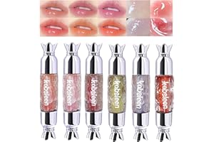 DENESTUP 6 Couleurs Hydrating Lip Gloss Set, Baume à Lèvres Transparent à L'acide Hyaluronique, Baume à Lèvres Légèrement Teinté Glossy Lip Glow Oil