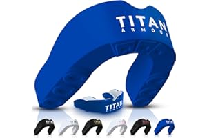 Titan Armour® Gum Shield | Dual-Layer | Adults & Junior Custom-Fit Mouth Guard | Case Inc | Boil & Bite Mouthguard Boxing, Rugby, MMA, Hockey & All Contact Sports | UK Brand (Adult Age 11+, Blue)