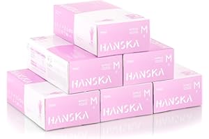 HANSKA 500 Guantes Desechables de Nitrilo Rosa - Sin Talco - Desechables - Ambidiestros - No Estériles - Base de Goma - Apto para Áreas Médicas, Manipulación de Alimentos (500, M)