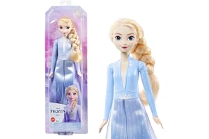 Mattel Disney Frozen Elsa modedocka i Frozen 2-look | Ledbar docka i reseoutfit med cape, kjol, stövlar och flätat hår, inspirerad av Disney Frozen 2, HLW48