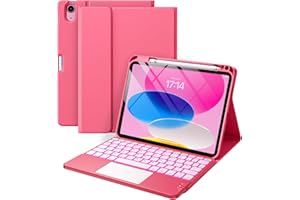 Vobafe Keyboard Case for A16 11th Generation 2025/iPad 10th Gen 2022(11/10.9 inch), 7 Colors Backlit, Detachable Multi-Touch Trackpad Keyboard with Pencil Holder for iPad 11th/10th Gen, Pink