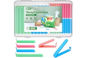 Inwee 30 Stück Verschlussclips, 4 Farben & 2 Größen Verschlussclips für Beutel, Tüten Verschluss Clips für Frischhalten, Wiederverwendbare Klammern für Gefrierbeutel und Tierfutterbeutel