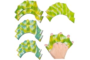 KASESSS 4 Pair Silicone Swimming Gloves, Webbed Swim Gloves, Swimming Hand Paddles Gloves, Finger Frog Type Water Resistance Gear Paddle Fins, Swimming Webbed Fingers for Swimming Training(M+L)