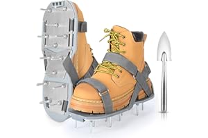 DenForste Lawn Aerator Shoes for Grass - Pre-Assembled Grass Aerator Shoes for Lawn - Soil Yard Aerator Tool for Aerating Patio Garden, Gray