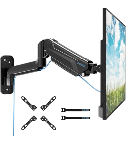 Suptek Gas Spring Single Arm Monitor Wall Mount For 13-32 Inch Screens - Full Motion Adjustable Arm Holds Up To 22lbs, VESA 75x75/100x100mm Bracket - View #8